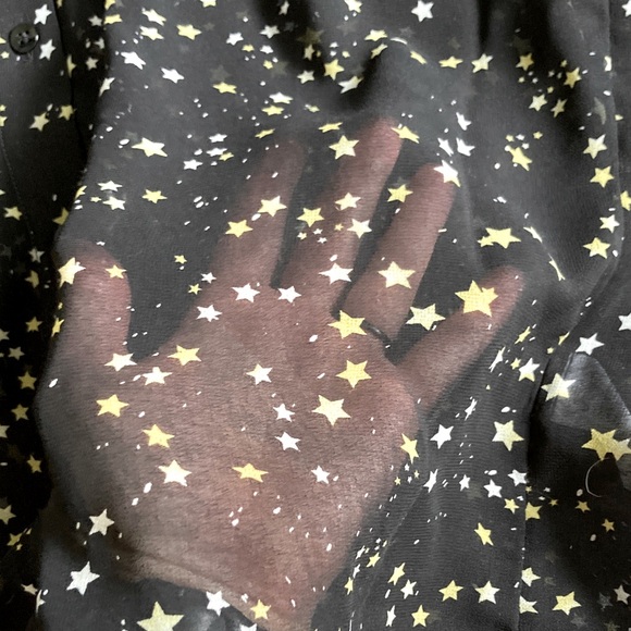CABI sheer star-print Galaxy Blouse, Sz Large. - Picture 4 of 9